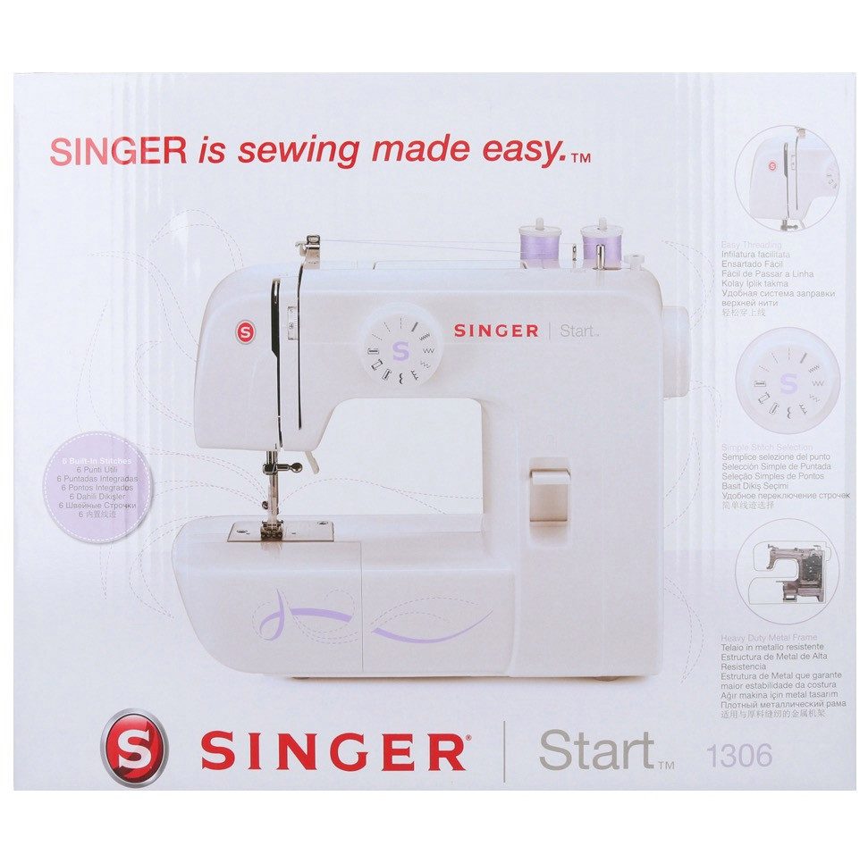 Singer Nähmaschine Start 1306 Nähmaschine 70 Watt 750 U/min 4mm Stichlänge / Stichbreite