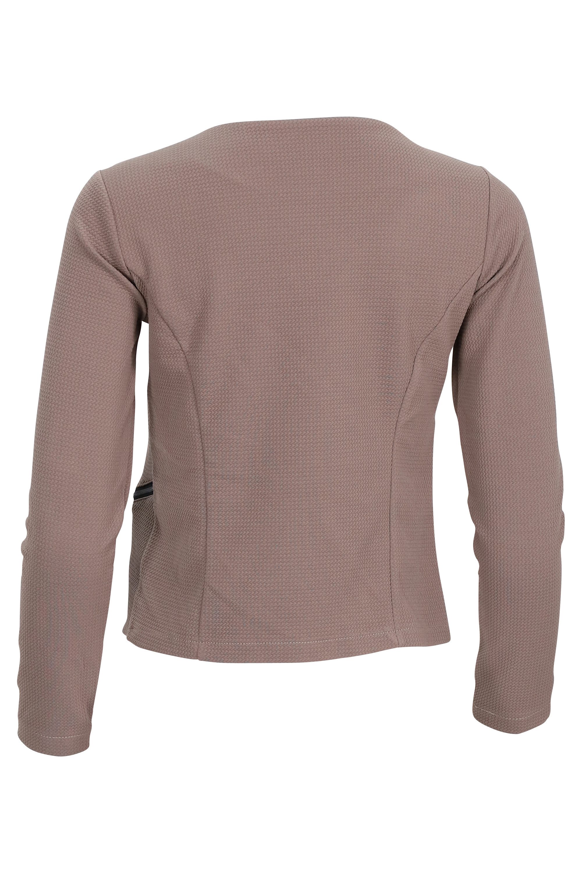 malito more than fashion Jackenblazer malito Damen Blazer ohne Kragen, Sakko im Basic Look, Kurzjacke mit Sweatblazer im Basic-Look
