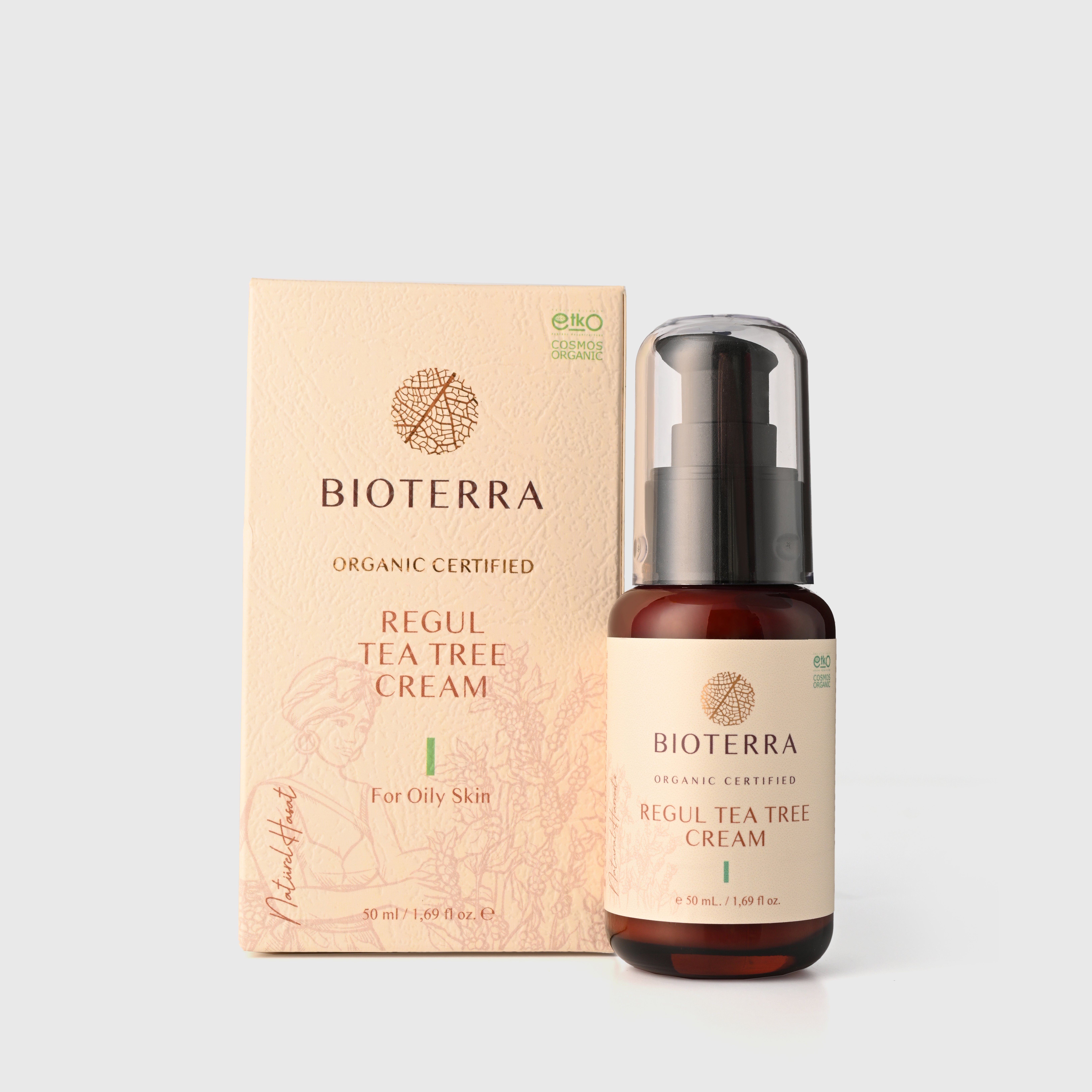 BIOTERRA Gesichtspflege Bio Regulierende Teebaum Creme 50ml Vegan Naturkosmetik Nachhaltig, 1-tlg.