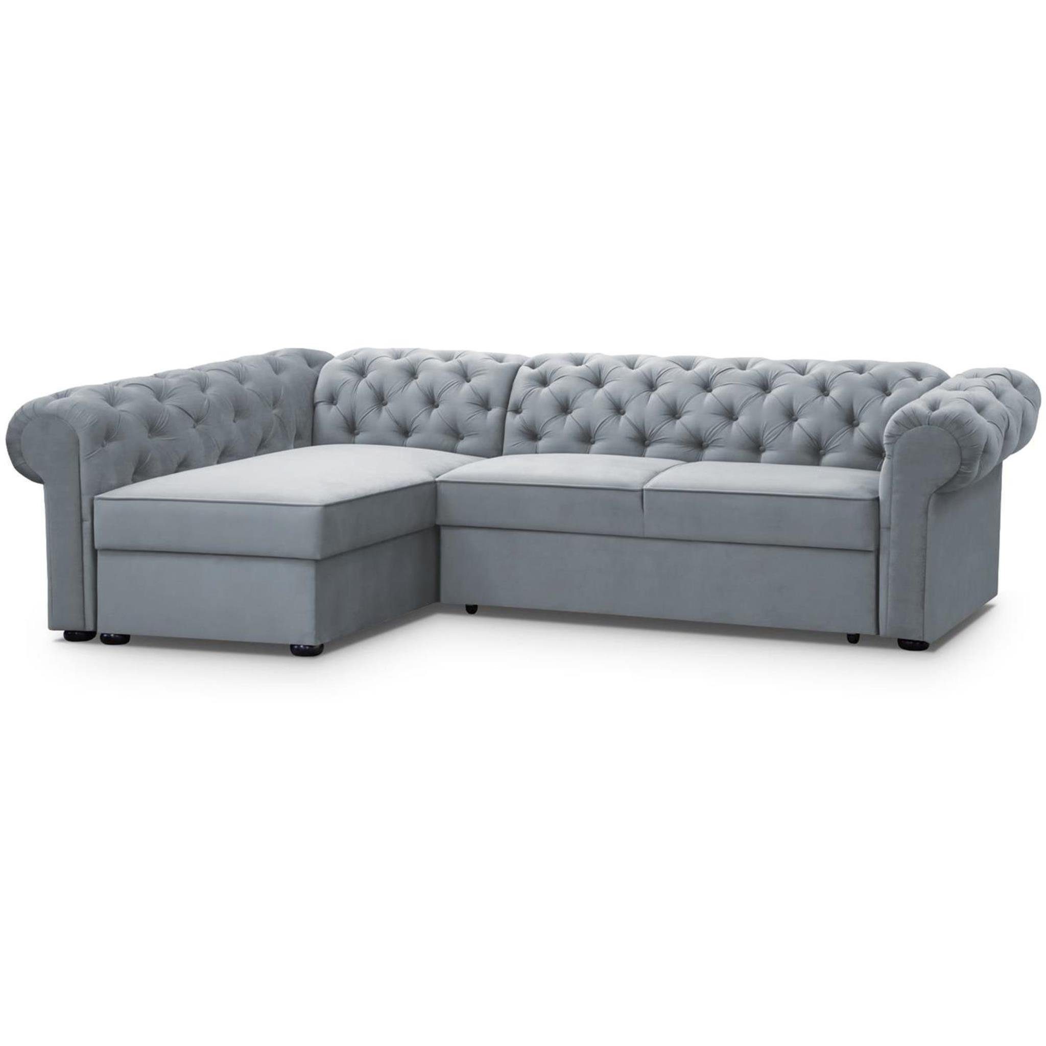 Beautysofa Polsterecke Chester L, L-Form Ecksofa aus Velour, Ottomane recht günstig online kaufen