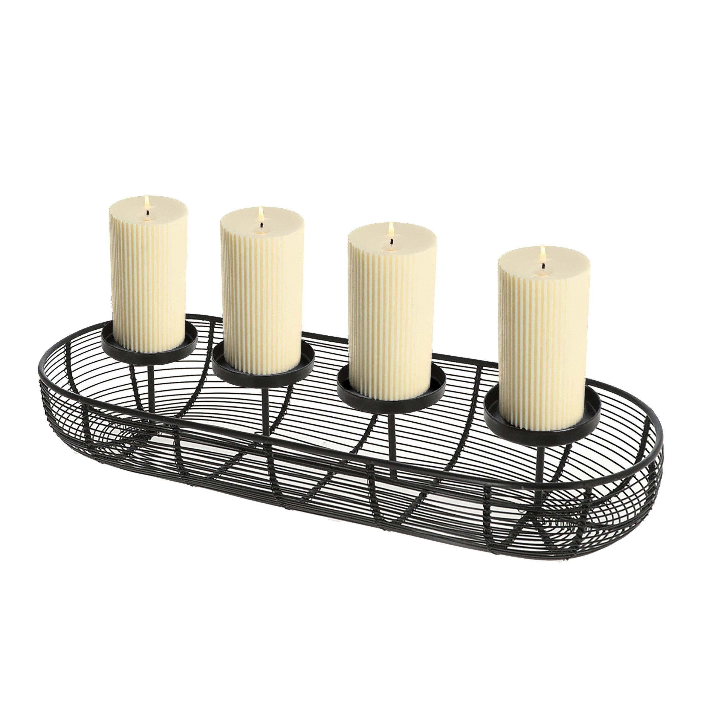 Spetebo Adventskranz Metall Gitter Adventskranz schwarz - 50 cm - mit Korb, ideal zum Dekorieren