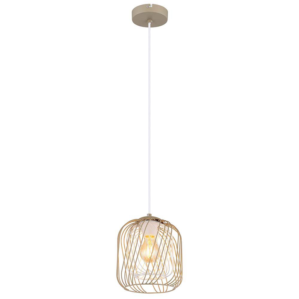 GLOBO LIGHTING LED Pendelleuchte, Leuchtmittel inklusive, Warmweiß, LED Pendelleuchte Hängelampe Esszimmerlampe Glas Metall beige H 150 cm