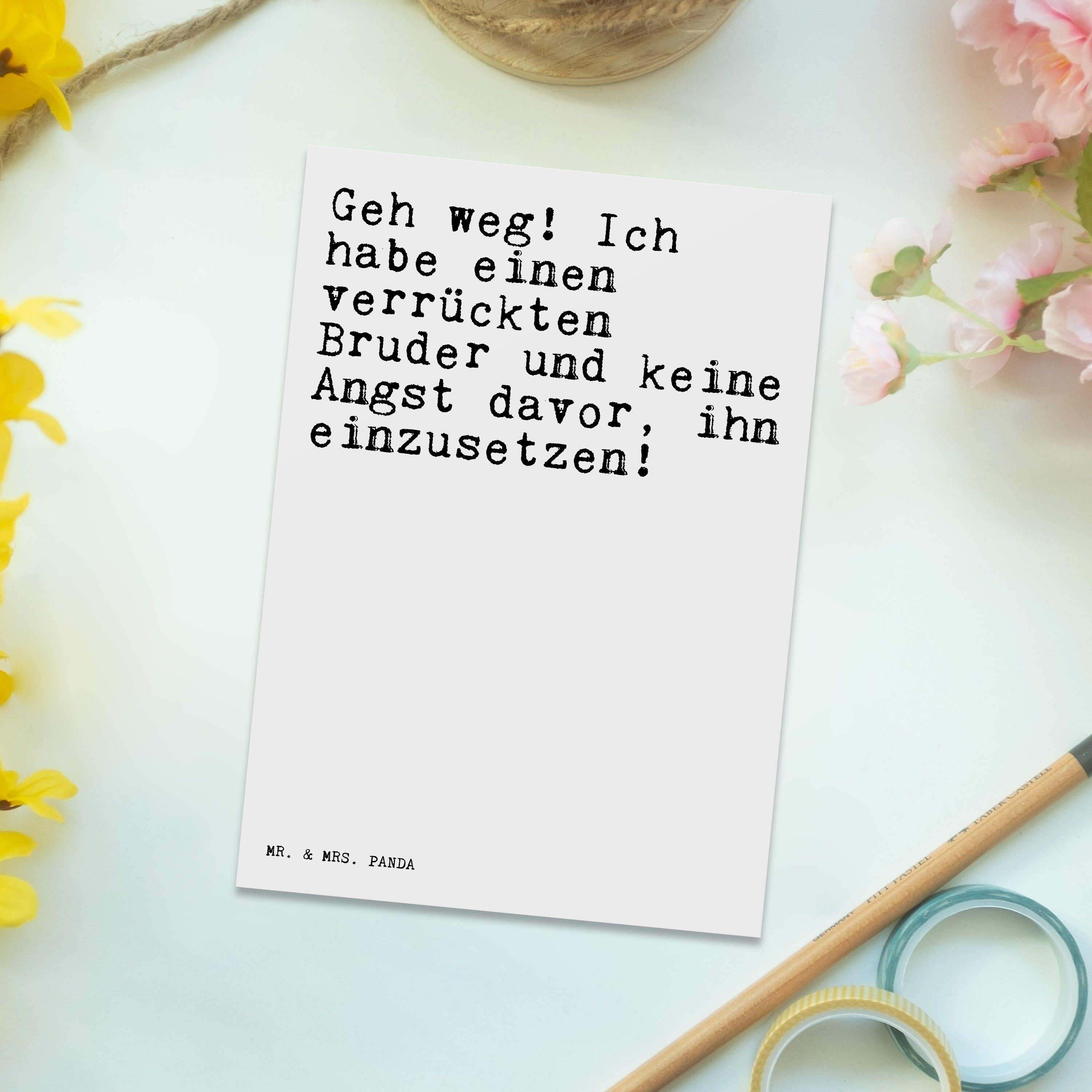 Mr. & Mrs. Panda Postkarte Weiß Bruder, Ich Geh Gesche habe... - - Geschenk, Bester weg! Bruder