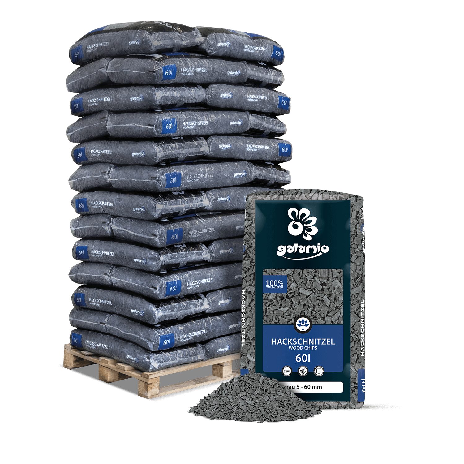 GALAMIO Holzhäcksel Grau, (Palette, 39-St)