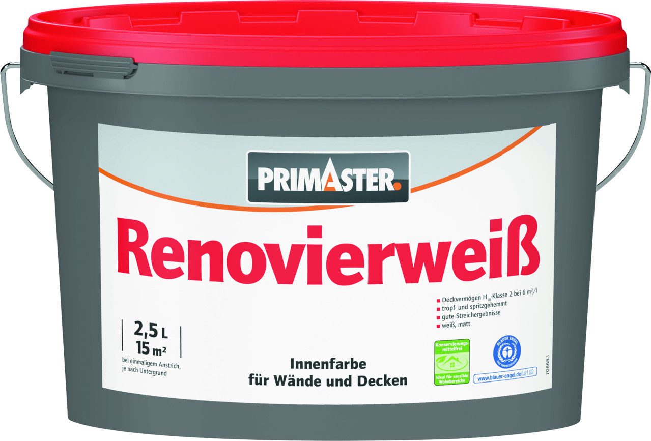 Primaster Wandfarbe Primaster Wandfarbe Renovierweiß weiß 2,5 L