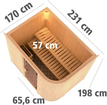 Karibu Sauna Thyra 4, BxTxH: 231 x 170 x 198 cm, 68 mm, (Set) 9-kW-Bio-Ofen mit externer Steuerung