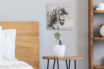 OneMillionCanvasses® Leinwandbild Pferd - Weiß - Gold, (1 St), Leinwand Bilder für Wohnzimmer Schlafzimmer