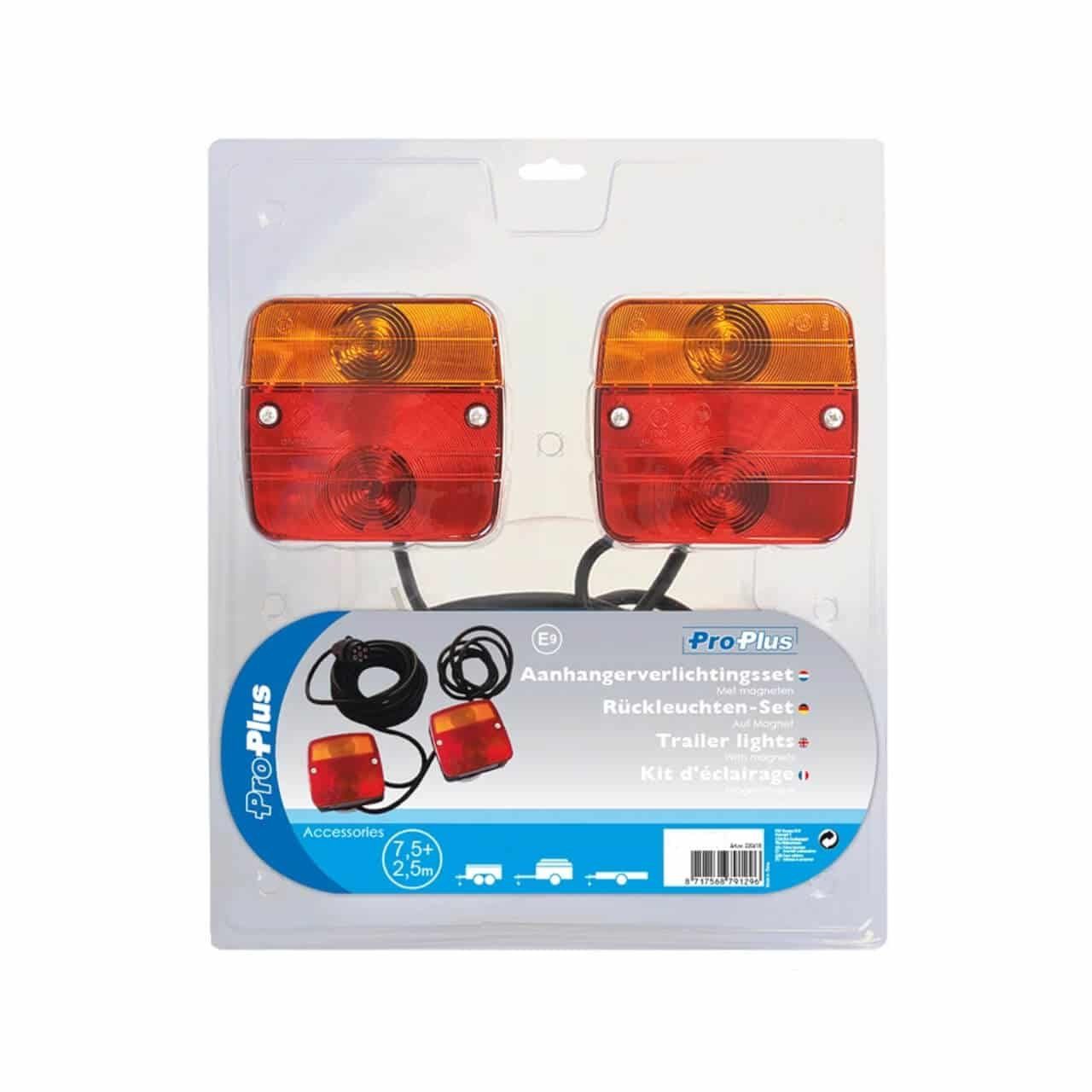 Nebel mit m, für Rückleuchte - Anhänger ProPlus 7,5 Wohnwagen Auto Rück-Leuchte Nutzfahrzeuge Magneten Rückleuchten-Set