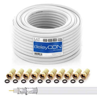 deleyCON deleyCON 20m HQ SAT Kabel HDTV 130dB 4x geschirmt + 10x F-Stecker - SAT-Kabel