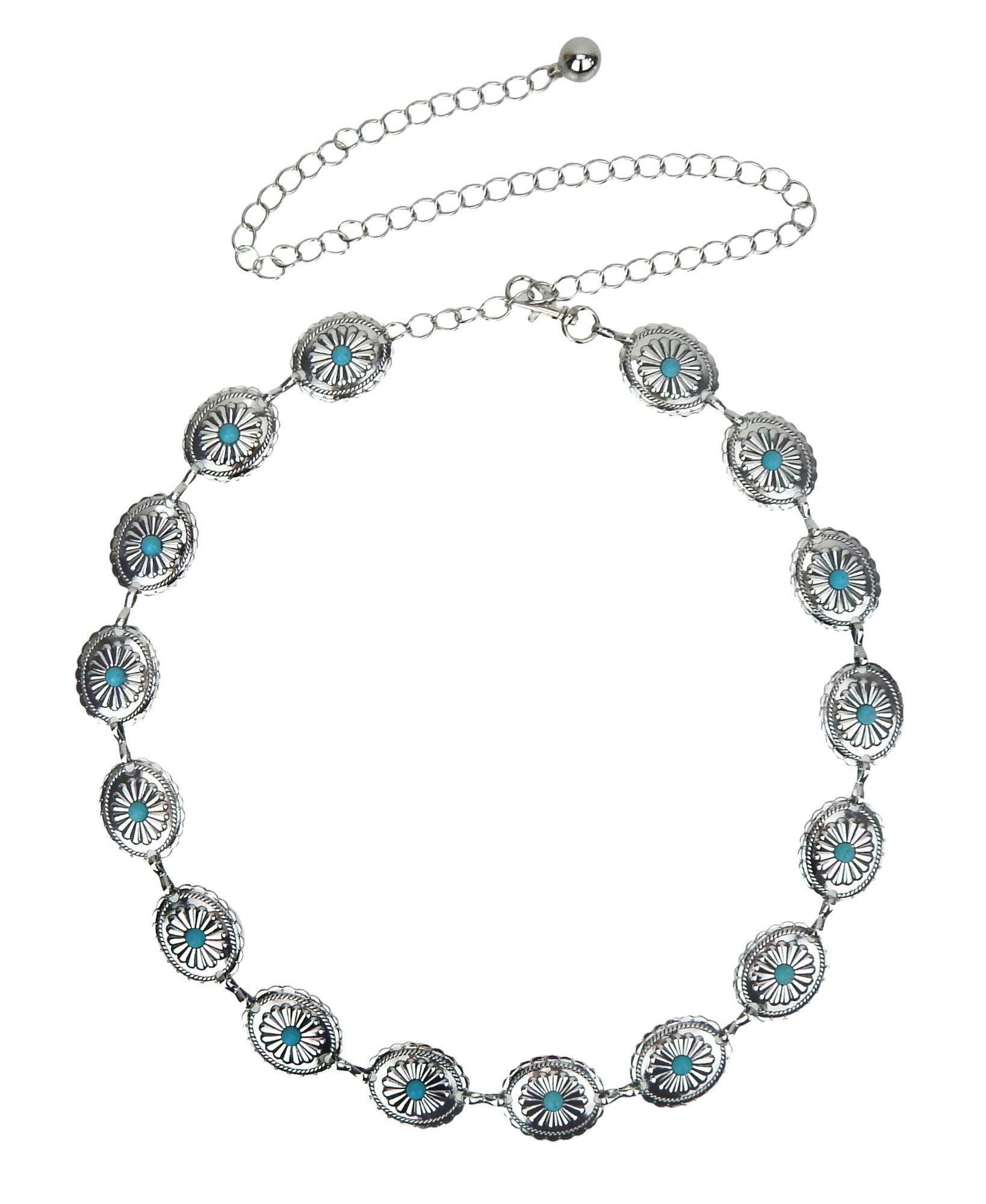 Ella Jonte Kettengürtel silber türkis 75 - 110 cm im Boho Ibiza Style verst günstig online kaufen