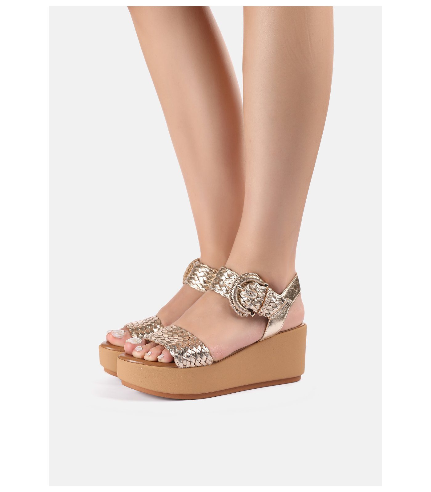 INUOVO Sandalen Leder Keilsandalette Gold | Sandaletten