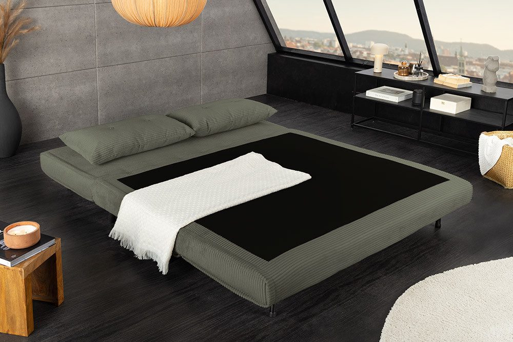 riess-ambiente Relaxsessel SMART MULTIFUNCTION 140cm grün - Cord, Bettfunktion, FSC-zertifiziert (Einzelartikel, 1-St), Ausziehbarer Schlafsessel - ideal für Arbeits-, Wohn- und Gästezimmer