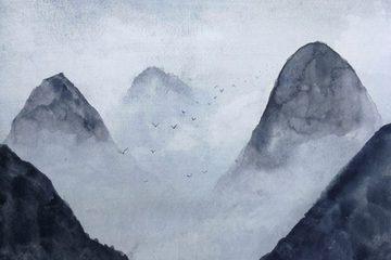 A.S. Création Leinwandbild Misty Rocks, Berge (1 St), Nebel Bild Keilrahmen Berg Gebirge Landschaft