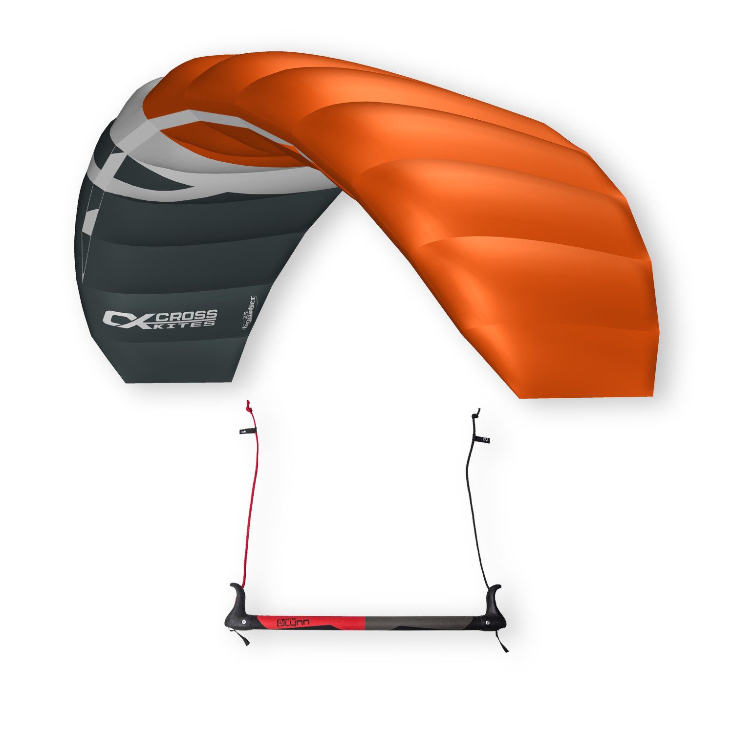 CrossKites Flug-Drache Lenkmatte Boarder R2F Trainerkite Lenkdrachen mit Bar und Kitekiller, R2F Ausstattung (Ready to Fly) inkl. Controlbar, Leinen und Kitekiller