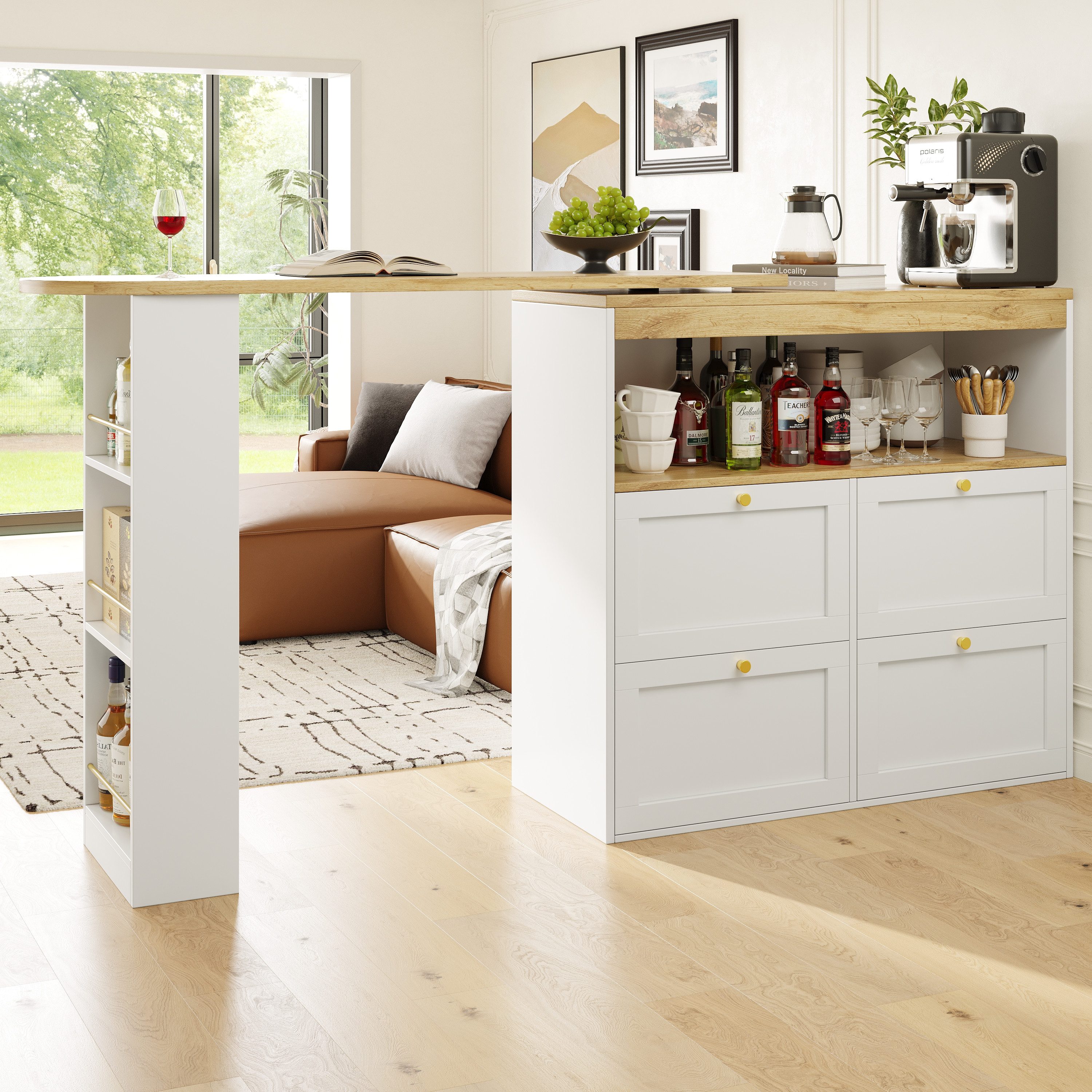 Flieks Bartisch 360° drehbar Stehtisch mit Kommode (Länge 138-204 cm/T39/H1 günstig online kaufen