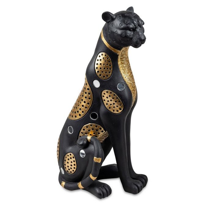 dekojohnson Dekofigur Dekofigur Leoparden-Skulptur schwarz gold 30cm