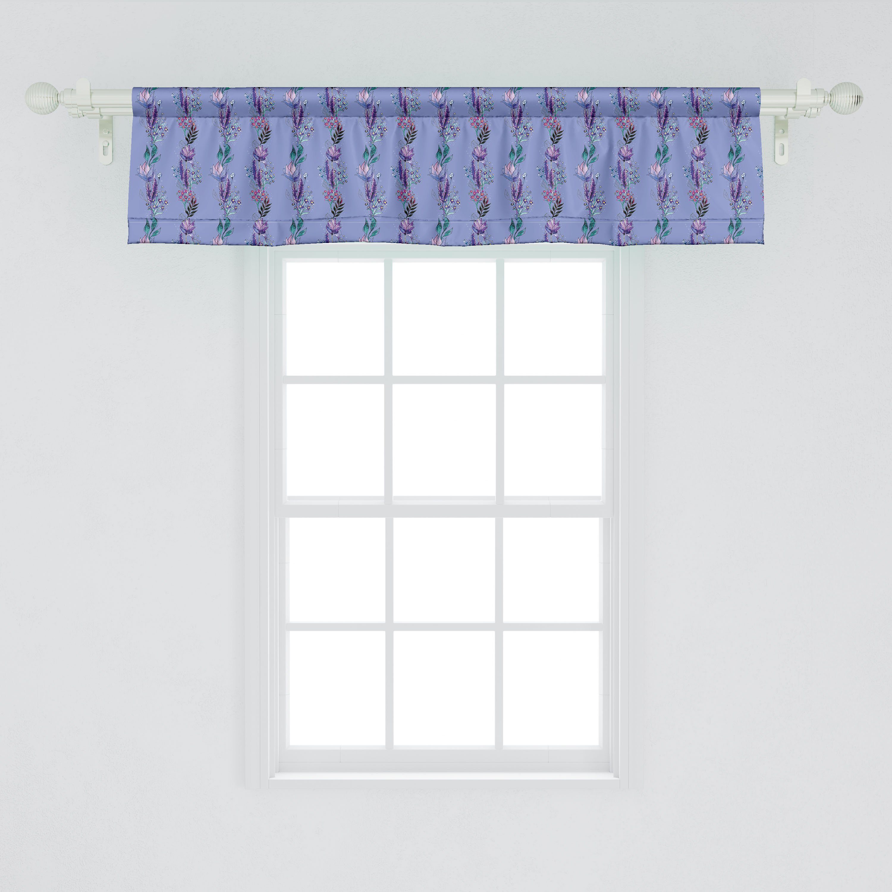 Scheibengardine Vorhang Blumen Dekor Boho Linien Abakuhaus, Microfaser, Volant Stangentasche, Schlafzimmer Küche mit für Blumenstrauß