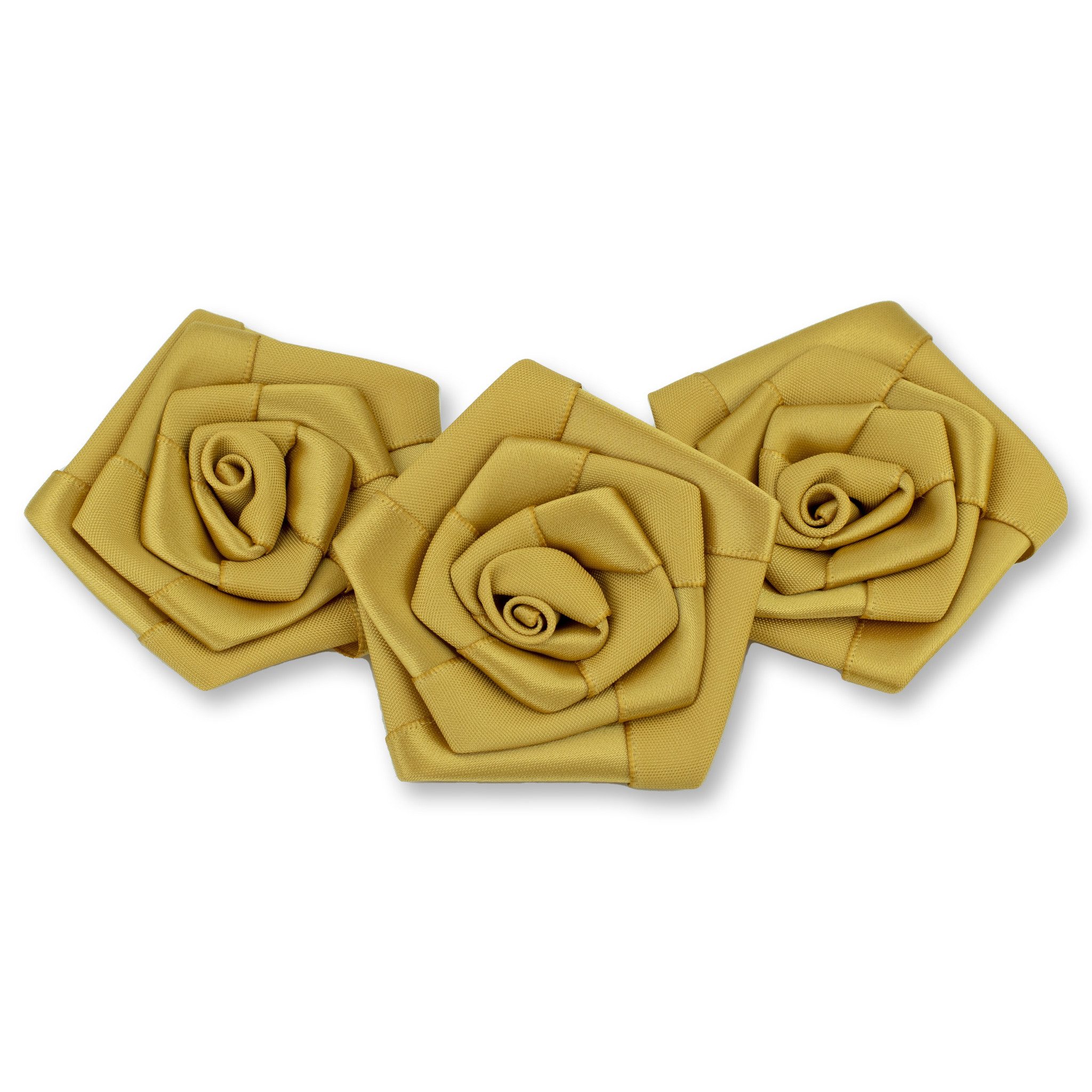Creativery Streudeko, Satinrosen 6cm zum Basteln & Aufnähen 3 Stück Gold