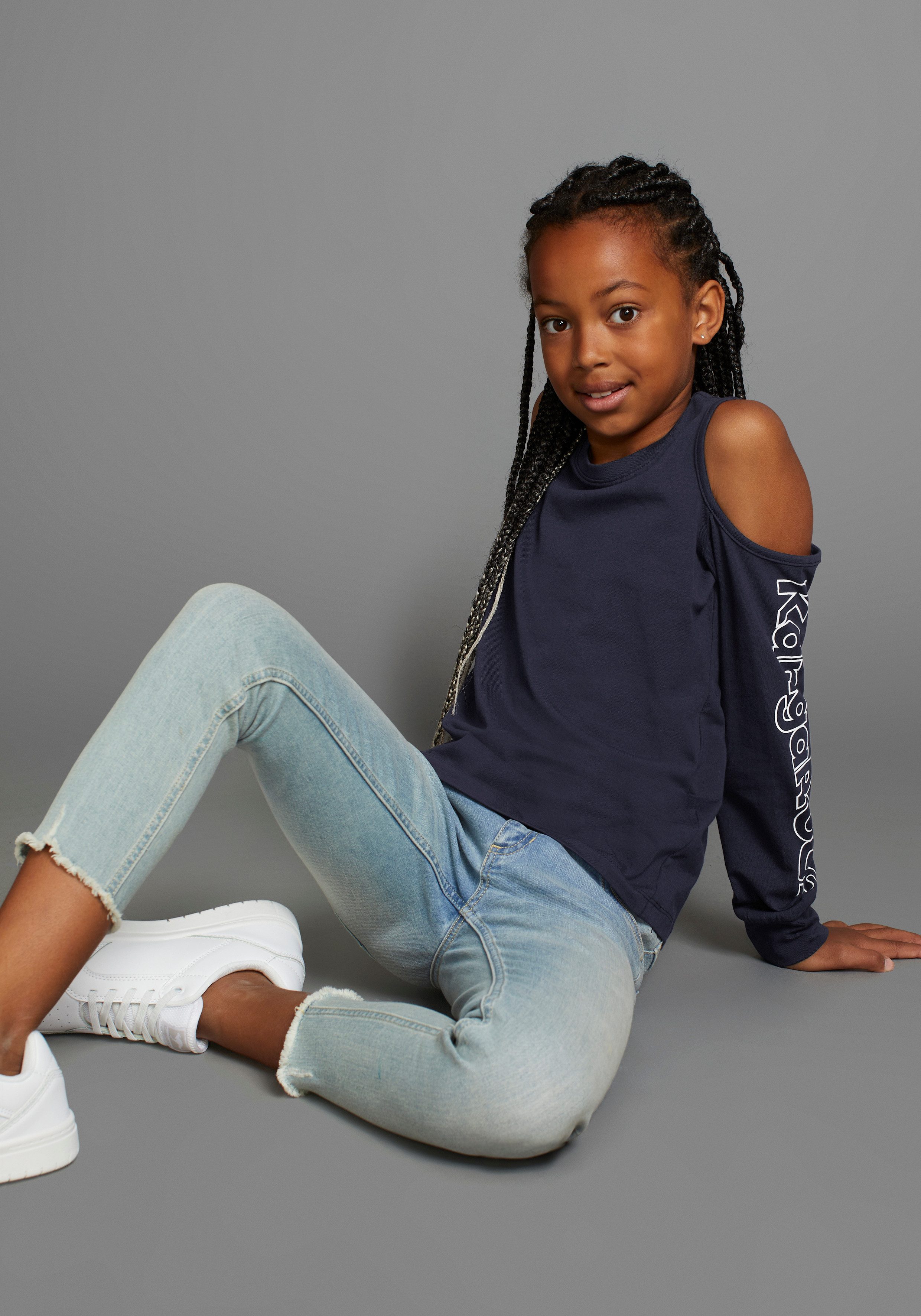 KangaROOS Langarmshirt Shirt cut-out mit modischen Cut-Outs an den Schultern