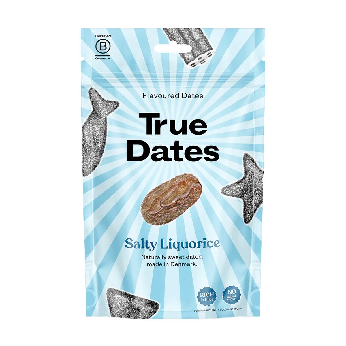 True Dates Süßigkeit, True Dates Datteln Salty Liquorice natürlich süße weiche Datteln 100g