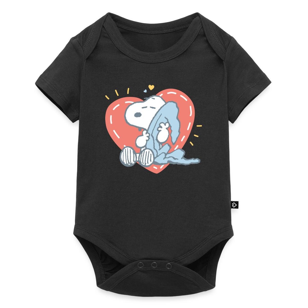 Spreadshirt Kurzarmbody Peanuts Snoopy Müde Herz Kuscheln Kurzarm Tages Baby Body (1-tlg)