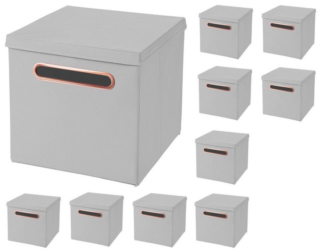 StickandShine Aufbewahrungsbox „10 Stück 32,5 x 32,5 x 32,5 cm Faltbox mit Deckel Rosegold Griff Stoffbox Aufbewahrungsbox 10er SET in verschiedenen Farben Luxus Faltkiste“