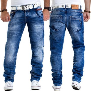 Cipo & Baxx Slim-fit-Jeans BA-CD394 Stonewashed Freizeithose Casual jeans mit zusätzlichen Reißverschlüssen
