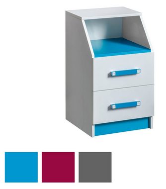 Feldmann-Wohnen Rollcontainer Trafiko, (mit dekorativen farblichen Absetzungen, 1 St., Farbapplikation wahlweise in blau, grau oder pink), 40cm weiß Farbapplikation wählbar mit 1 offenen Fach & 2 Schubladen