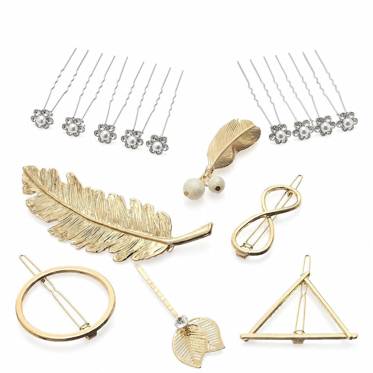 Dilara Haarspange 16 Stück Haarschmuck Set Damen – elegante Haarklammern für Hochzeit, 16-tlg., Eleganter Haarschmuck für besondere Frisuren & glänzende Looks