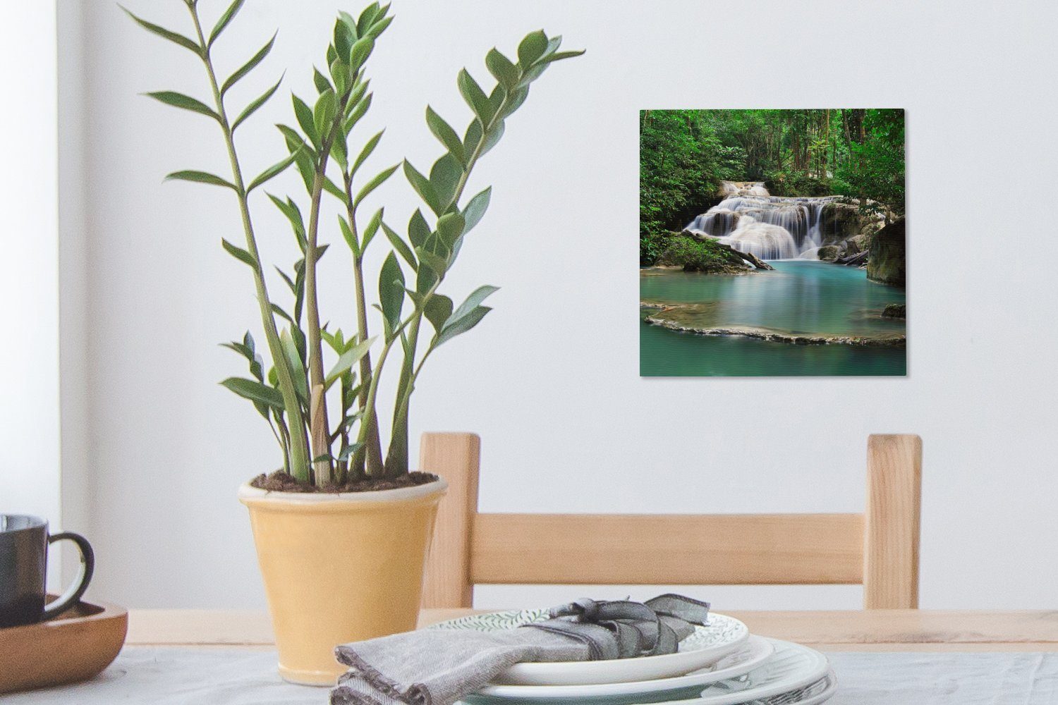 St), Leinwandbild Wasserfall Bäumen mit Leinwand Ein für Bilder OneMillionCanvasses® Erawan-Nationalpark (1 Thailand, Wohnzimmer Schlafzimmer im in