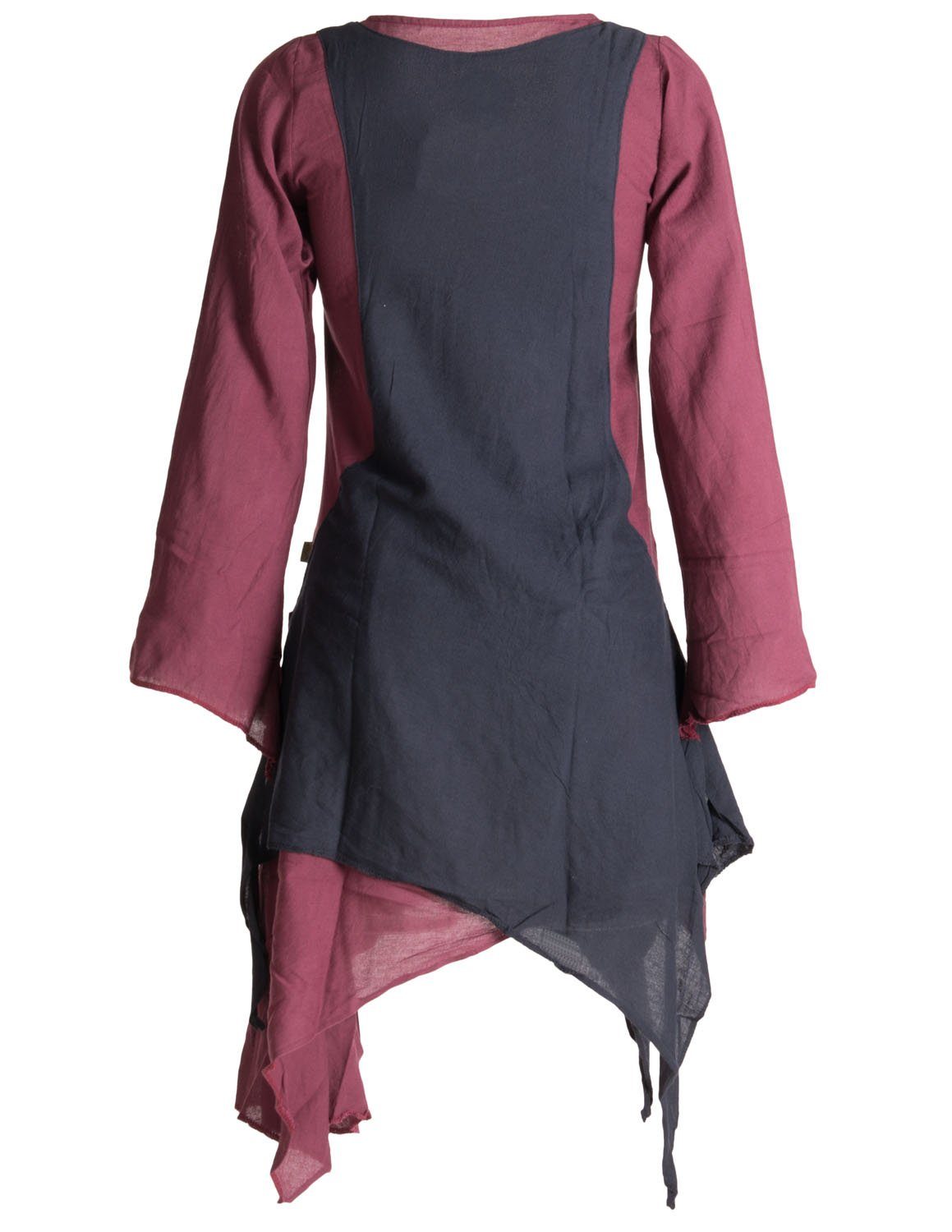 Vishes Midikleid Langärmliges Lagenlook Kleid handgewebte Baumwolle Ethno, Hippie, Boho, Goa style – Bild 2 von 4