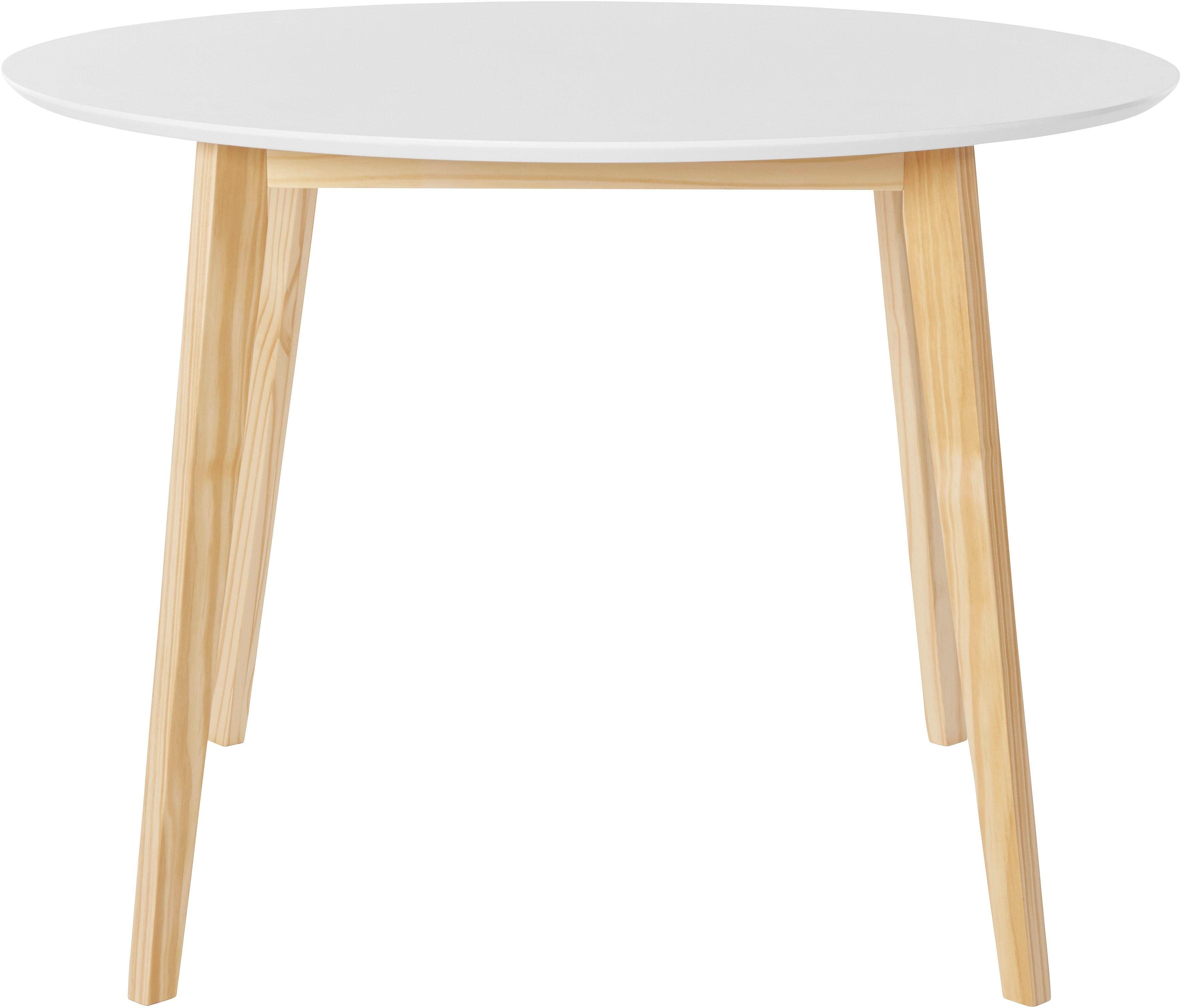 OTTO home Esstisch Cody (Esstisch, Küchentisch, OTTOs Choice), Beine aus Massivholz, runde MDF-Tischplatte, in 2 Farbvarianten