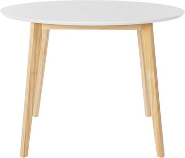 INOSIGN Esstisch Cody, Beine aus Massivholz, runde MDF-Tischplatte, in 2 Farbvarianten