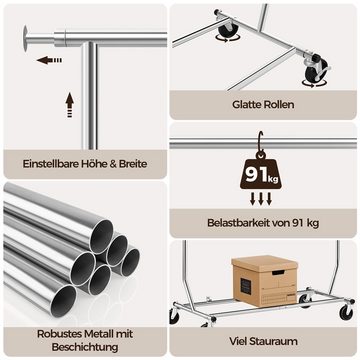 Yaheetech Kleiderständer, auf Rollen, zusammenklappbar