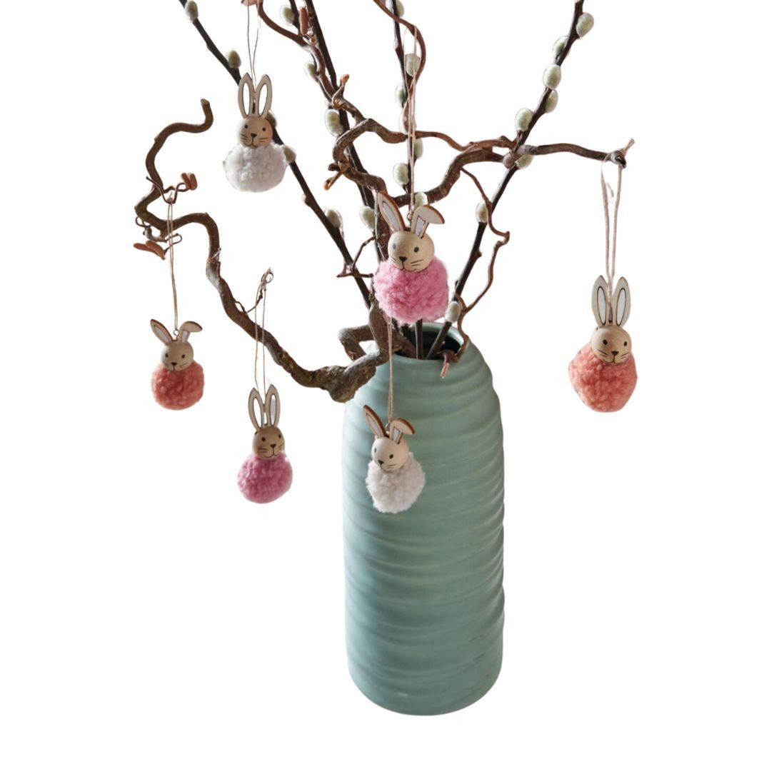 Home-trends24.de Osterfigur Osterhase Hänger Plüsch Hase Strauch Deko Fenster Ostern 6er Set (6 St)