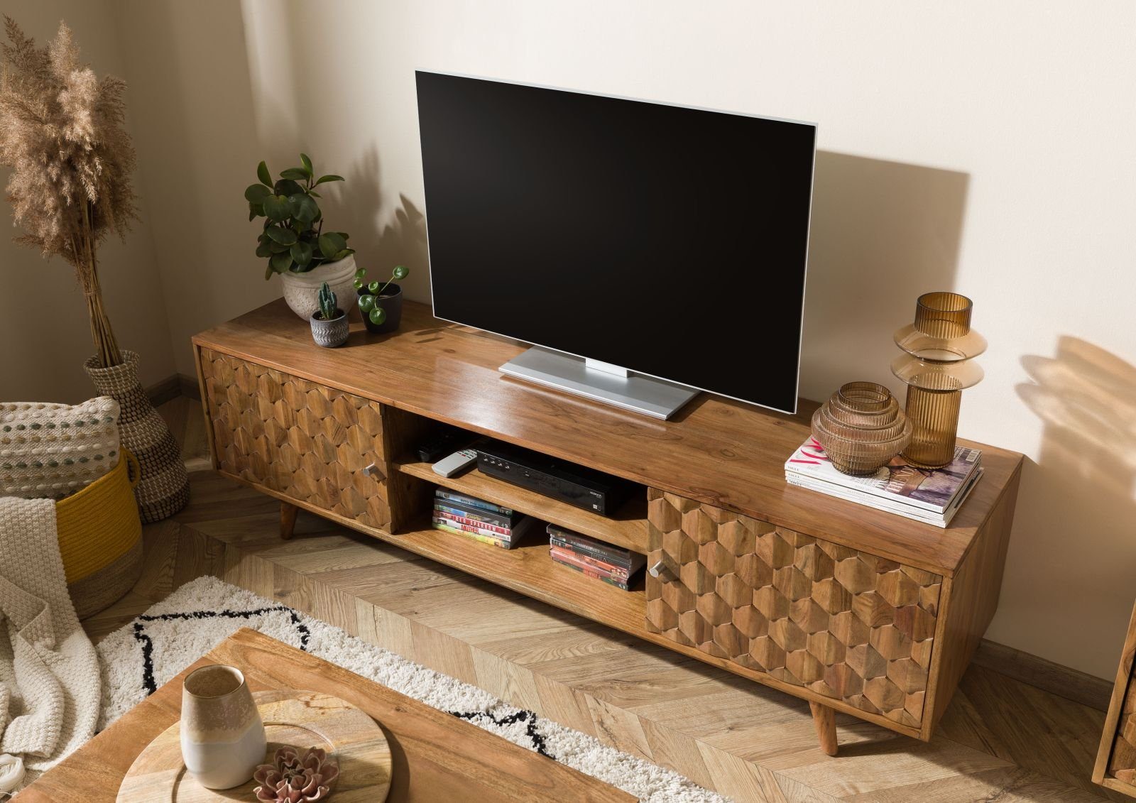 Massivmoebel24 TV-Board (TV-Board Akazie 170x42x48 Akazie günstig online kaufen