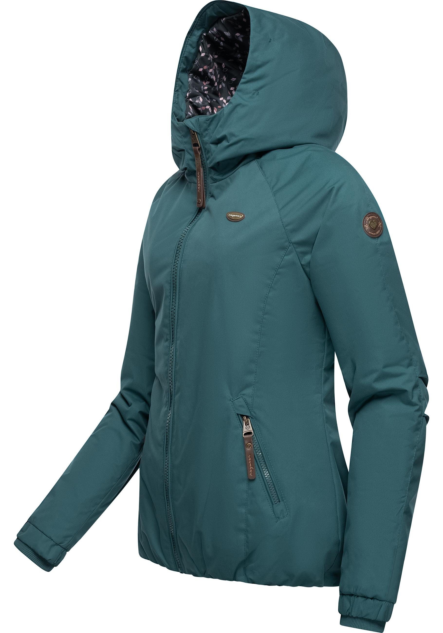 Winterjacke wasserdichte den mit Kapuze Ragwear für flaschengrün Dizzie Outdoorjacke Winter Winter