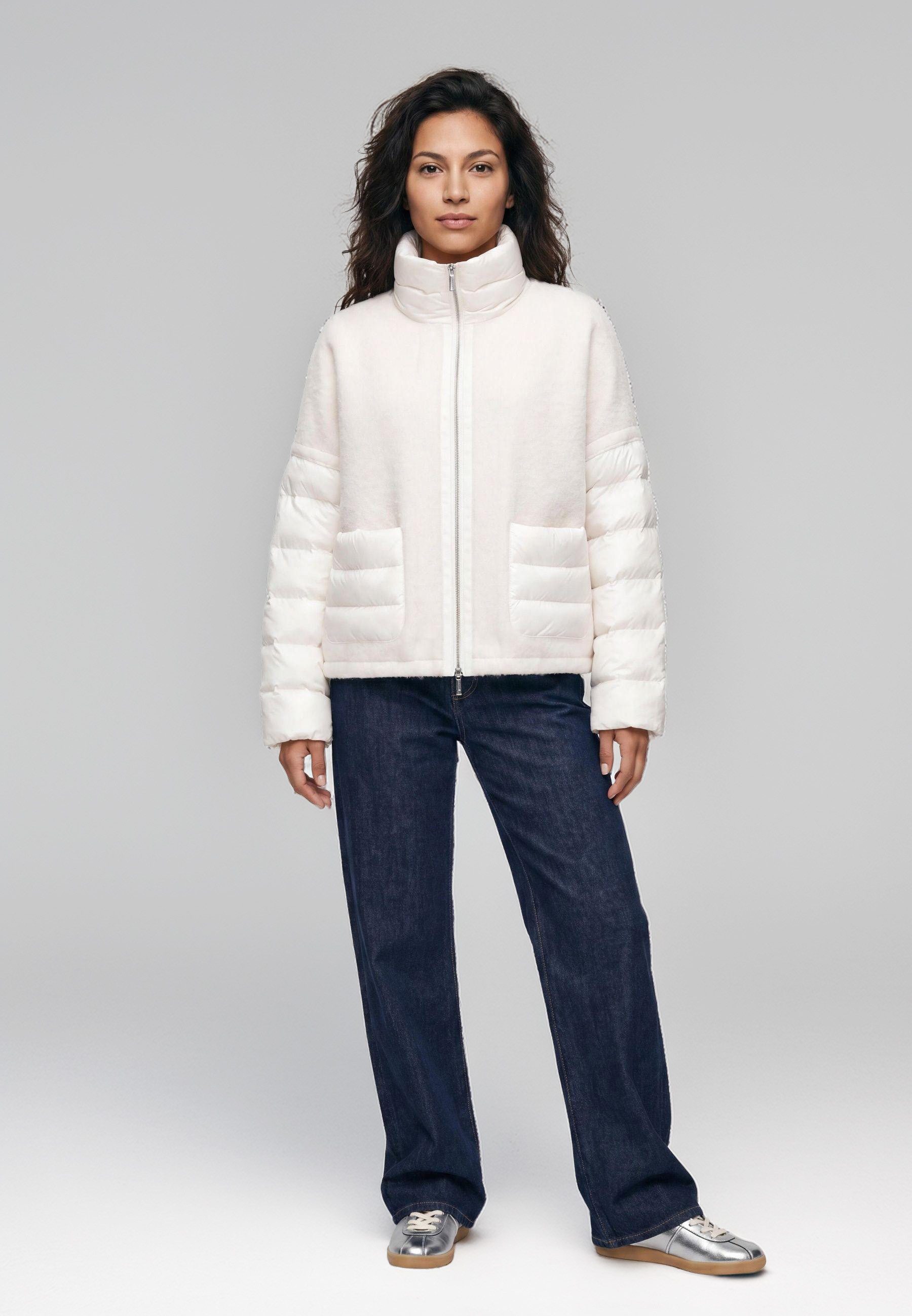 Milestone Wolljacke MSMomo Damen Jacke Wolle casual Zwei Wege RV Zwei-Wege-Reißverschluss, Tunnelzug