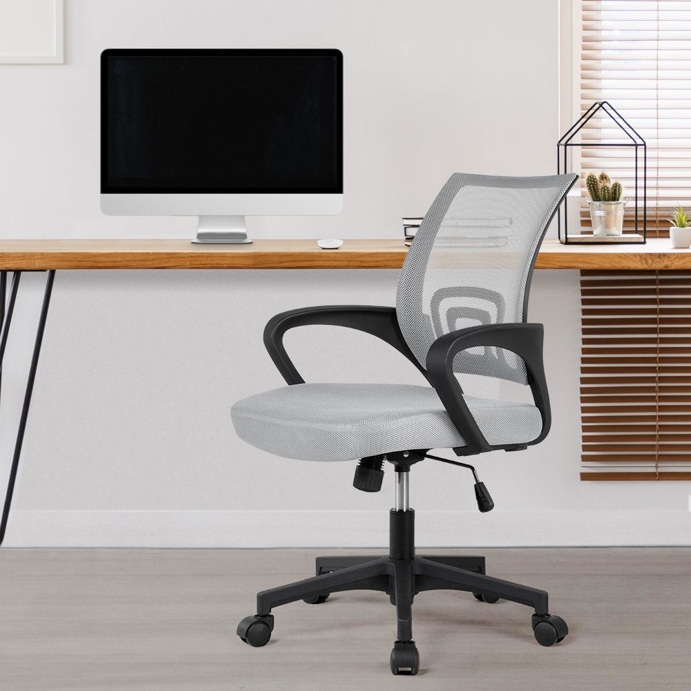 ergonomischer mit Yaheetech Schreibtischstuhl Grau Netzrückenlehne Bürostuhl,