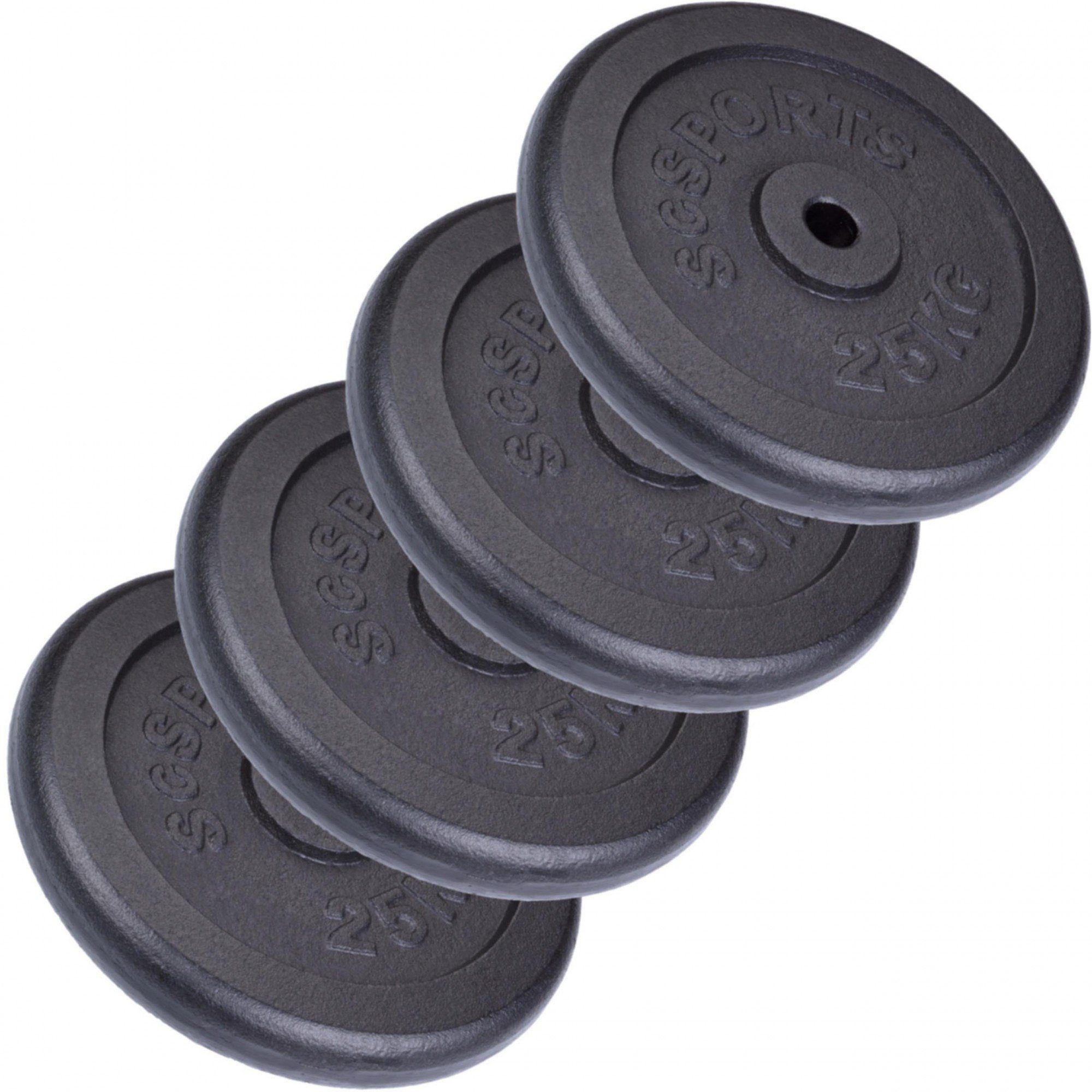 ScSPORTS® 30mm Guss, (10002536-tlg) 100kg Hantelscheiben Gewichte Set Gewichtsscheiben Gusseisen