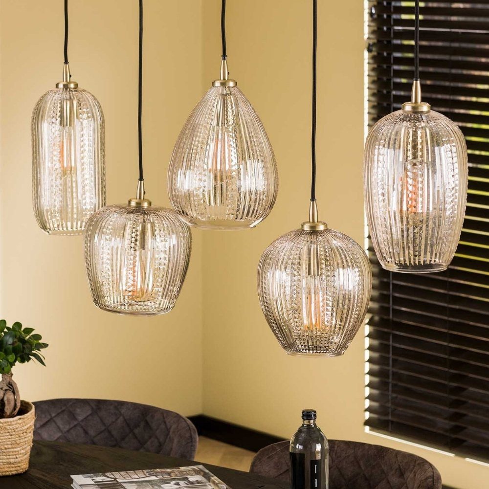 famlights Pendelleuchte famlights, Pendelleuchte Nael in Transparent und Schwarz-matt E27