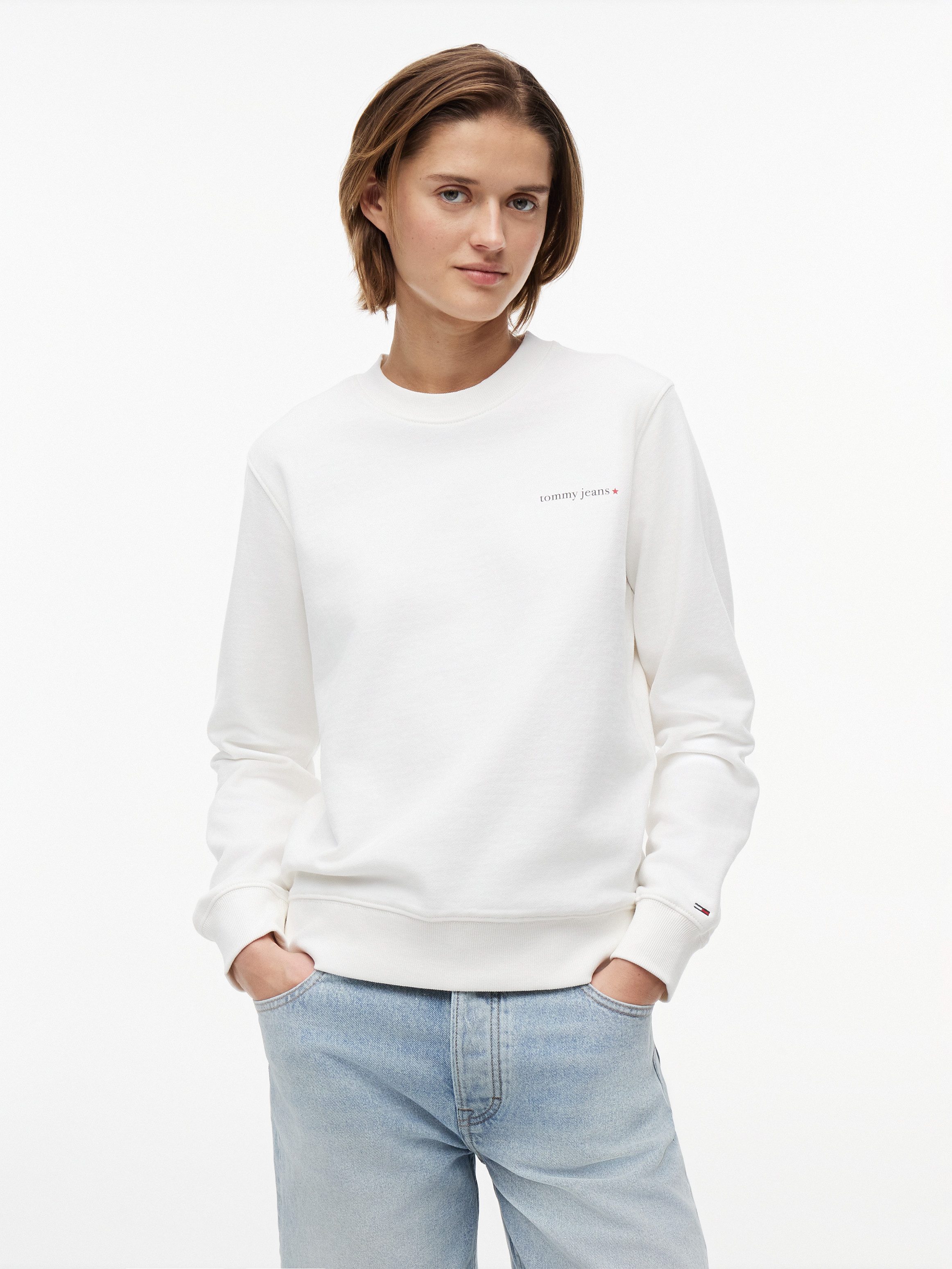 Tommy Jeans Sweatshirt TJW REG ESS LOGO 1 CREW EXT Baumwolle, Logodruck