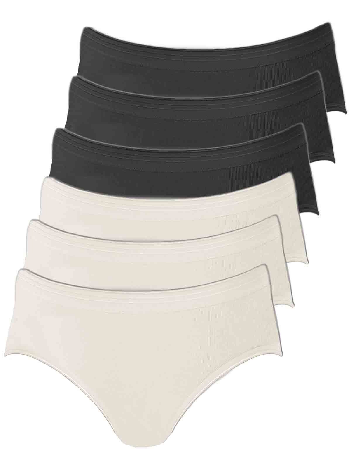 COMAZO Hüftslip 6er Pack Damen Hüftslip (Packung, 6-St) Zwickel offwhite-schwarz | Taillenslips