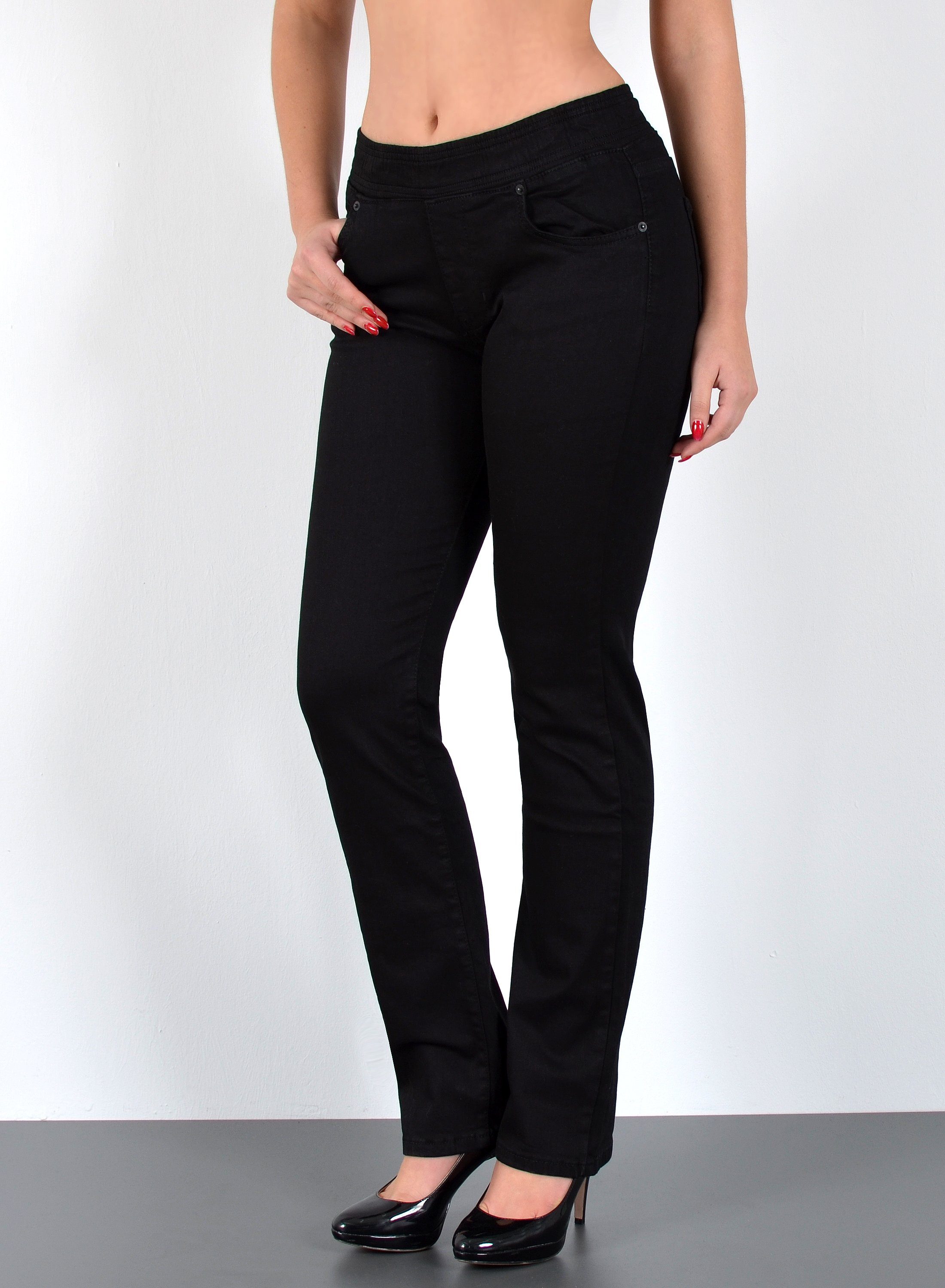 ESRA Straight-Jeans »J500« High Waist Straight Fit Jeans mit elastischem  Gummibund Damen, bis