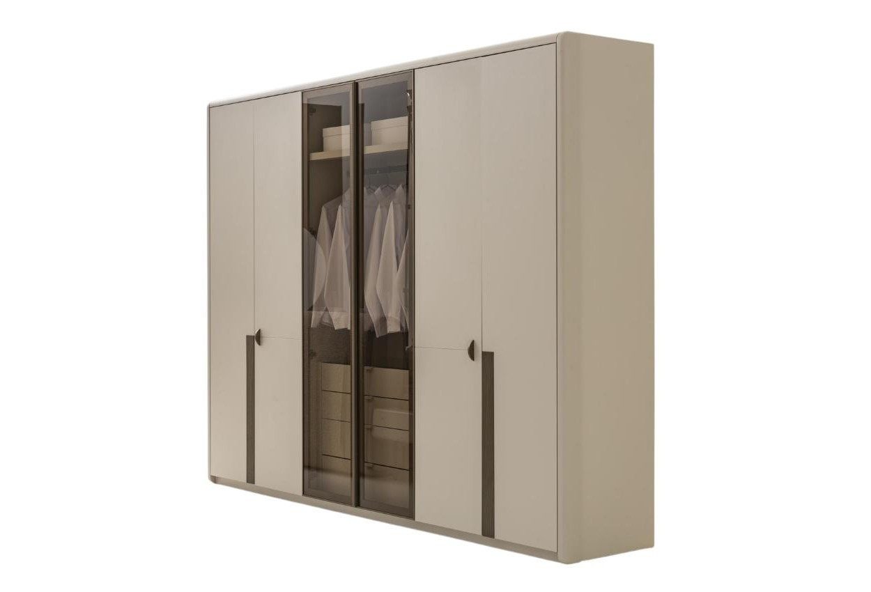 Xlmoebel Kleiderschrank Kleiderschrank Beige mit Glastüren und Kleiderstange von XLMOEBEL (Kleiderschrank, 1-St., Kleiderschrank) Made in Europa