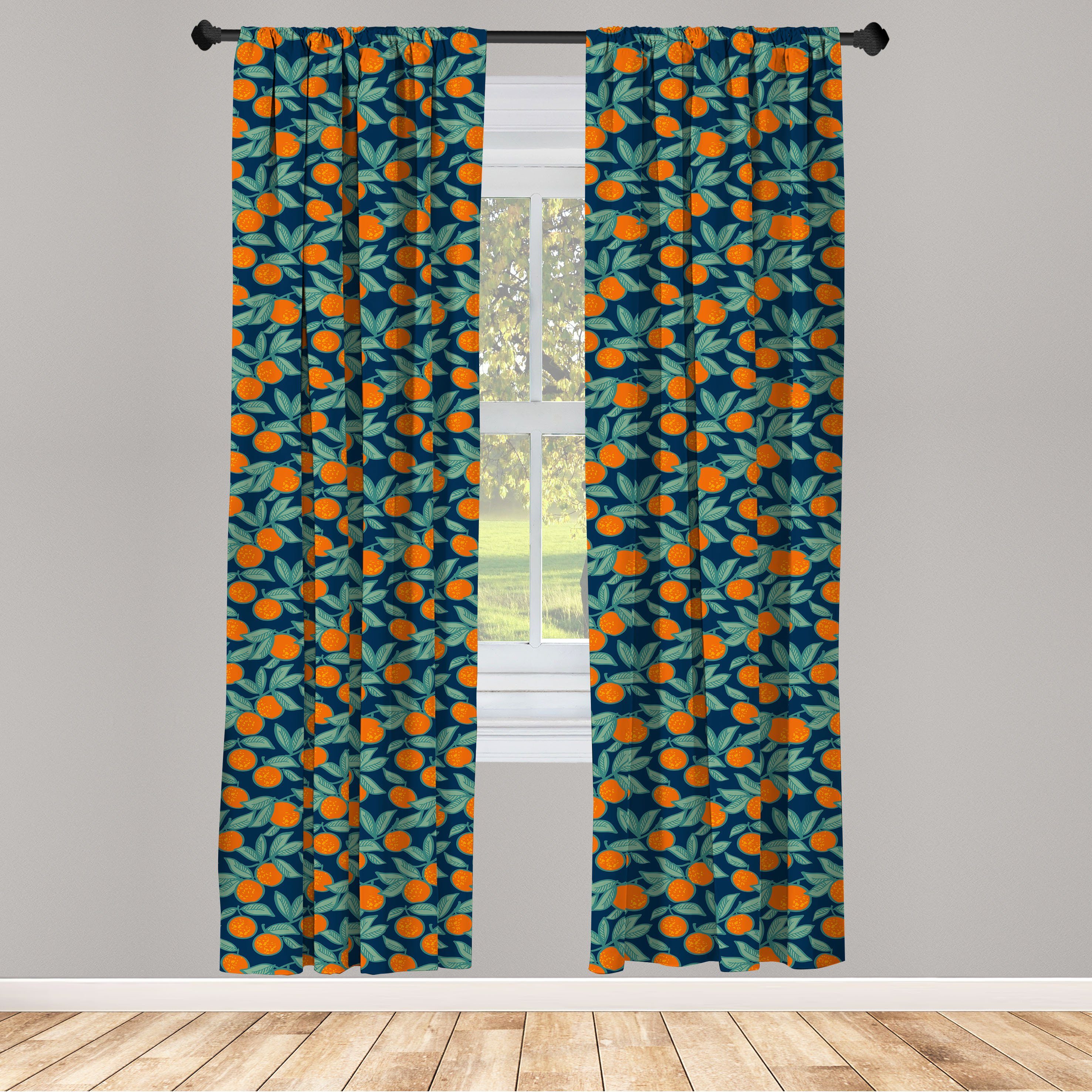 Gardine Vorhang für Wohnzimmer Schlafzimmer Dekor, Abakuhaus, Microfaser, Orange Blue Mandarin Branchen