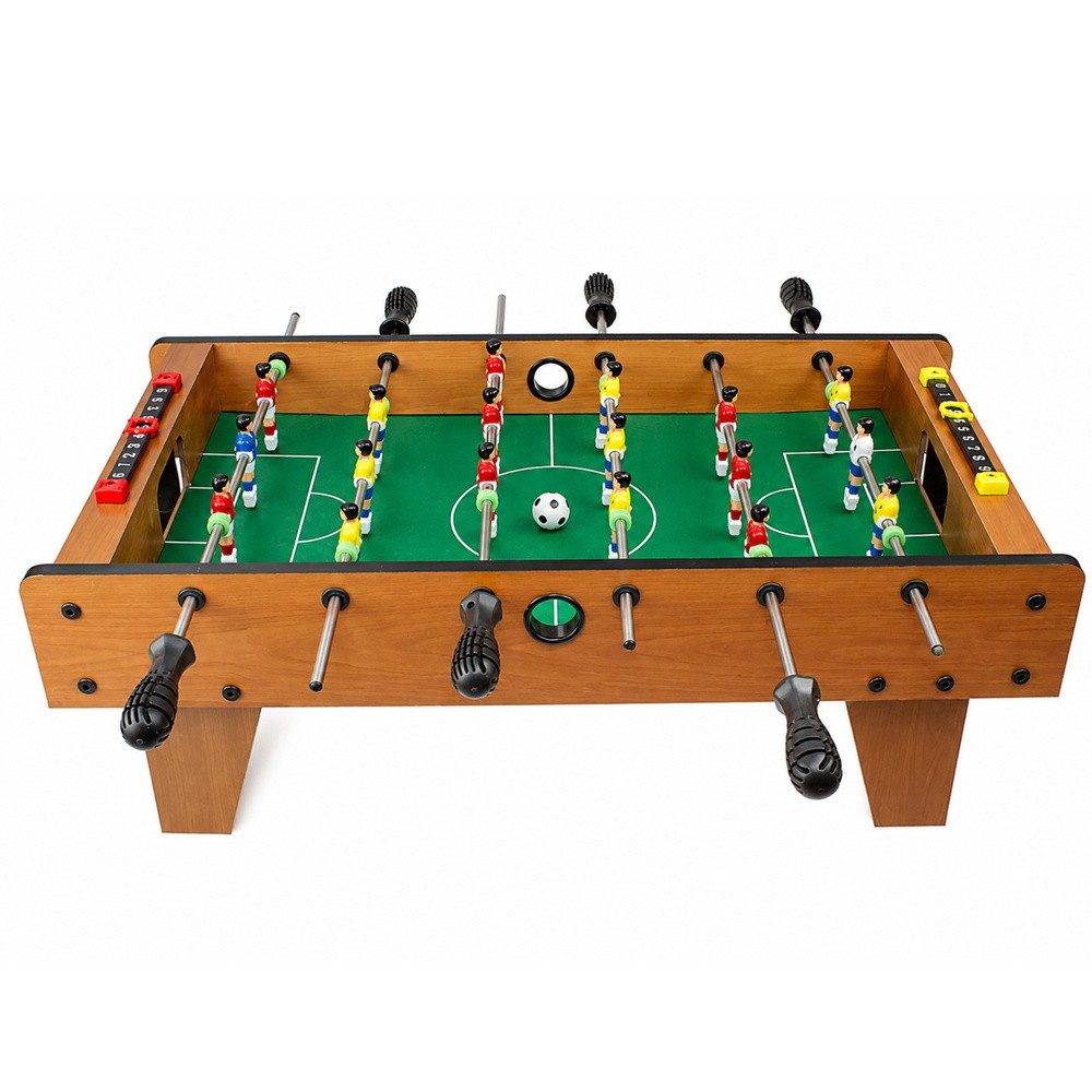 LEAN TOYS Kickertisch Tischfußball Tischkicker Spieltisch (Spar-Set, 1-tlg., 67 x 37 x 24 cm robust), 2 Torzähler, rutschfeste Griffe, Holzoptik