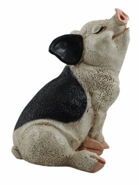 Castagna Tierfigur Figur Schwein Ferkel sitzend nach oben schauend gefleckt Kollektion Castagna aus Resin H 19 cm