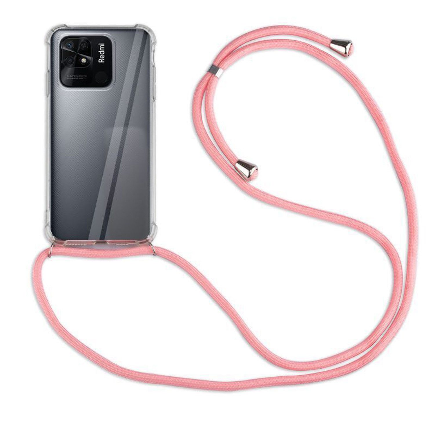 betterfon Handykette für Xiaomi Redmi 10C Handyhülle mit Band & Kordel Bumper Rosa, Hände frei – mit Silikonhülle & Schnur für flexiblen Alltag