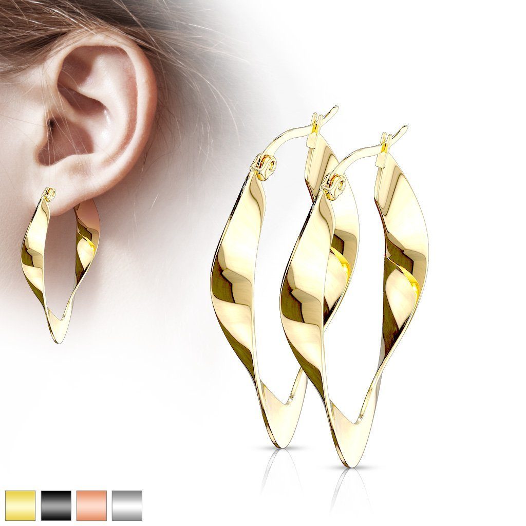 BUNGSA Creolen-Set Creolen Boho Style goldfarben oval aus Edelstahl Damen (1 Paar (2 Stück), 2-tlg), Ohrschmuck Ohrringe – Bild 2 von 5